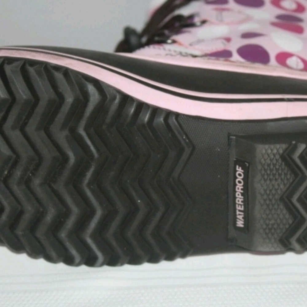 Sorel Women & girls waterproof Snow Rain Boots Brown w pink & purple Size 5 - Picture 7 of 11